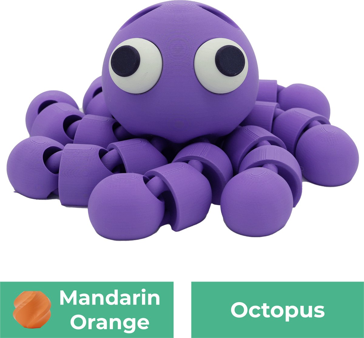 Flexibele octopus beeld – Decoratief beeld - Sunset Oranje - 3d geprinte beeld – Unieke woondecoratie - 25CM