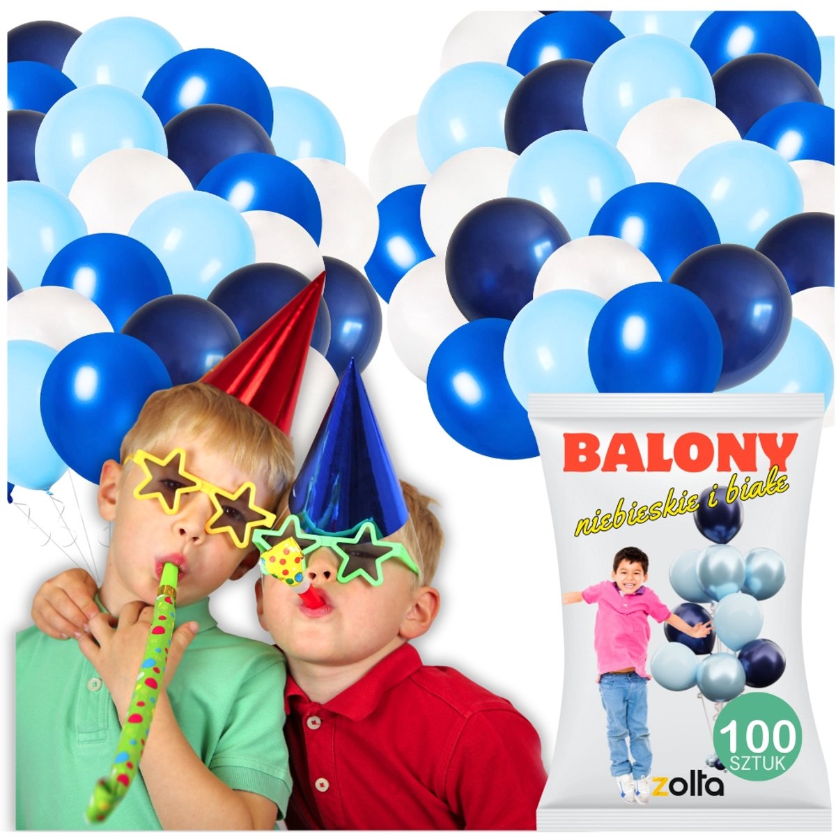 Zolta - Partyballonnen - 100 stuks - 30 cm - Niebieskie/Wit