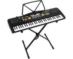 Keyboard piano kinderen - MAX KD61 - Keyboard met 61 toetsen - Keyboardstandaard en oplaadbare accu - Zwart