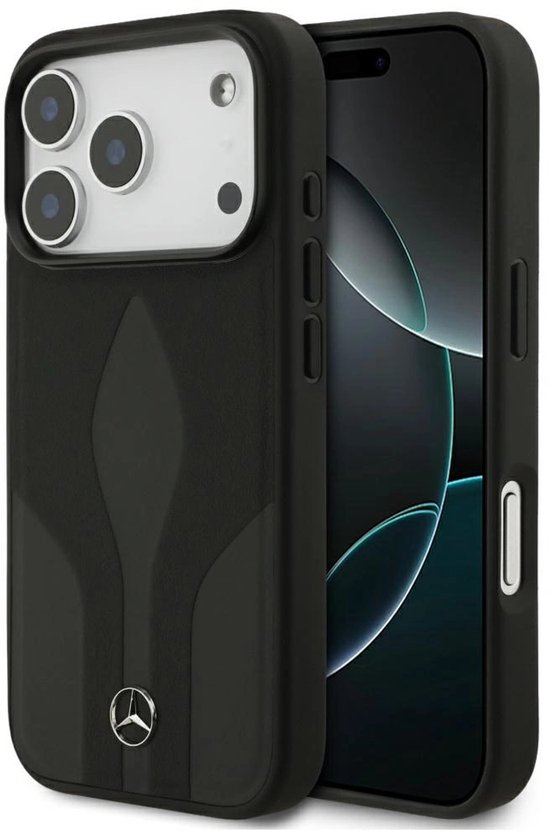 Coque arrière Mercedes-Benz compatible avec iPhone 17 Pro - Zwart uni - Cuir