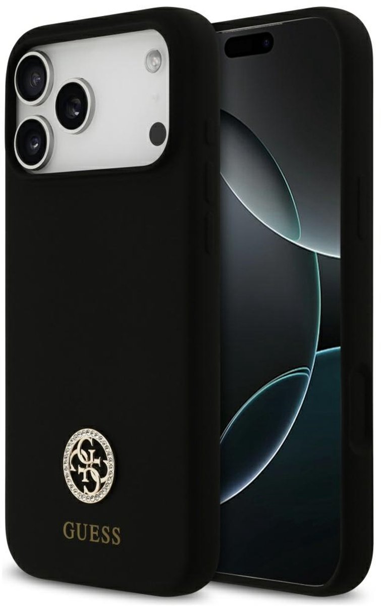 Guess Siliconen Hoesje Logo Strass 4G Voor Iphone 17 Pro Max Met Magnetische