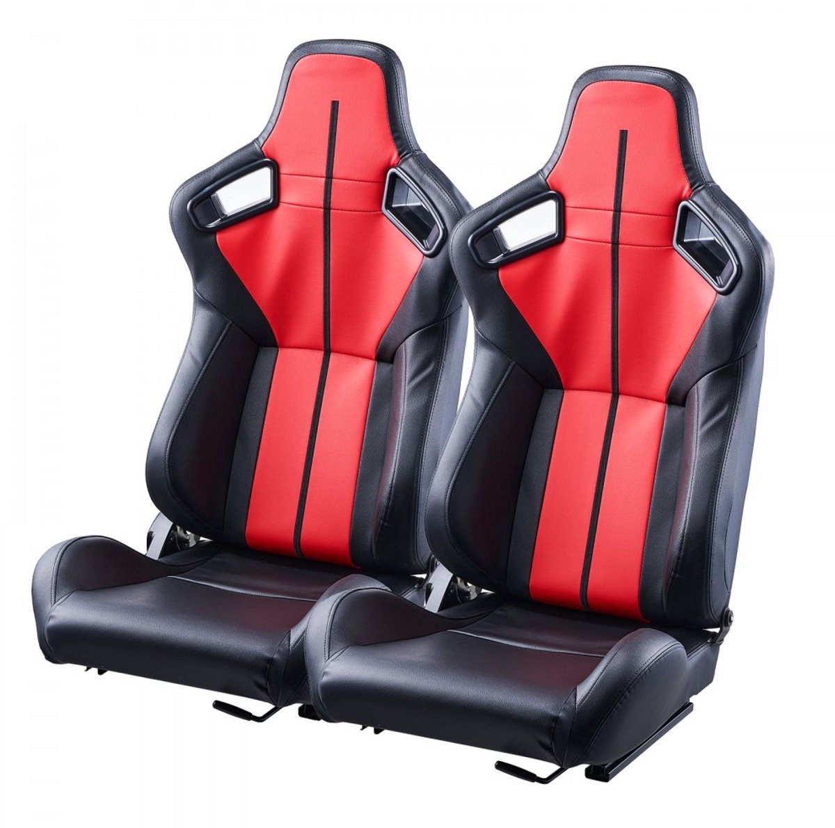 Racestoelen/Kuipstoelen - Set van 2 - Verstelbare Rugleuning - Brede Kantelhoek - Zacht PVC-leer - Stalen Schuifrails - Dik Veerkrachtig Schuim