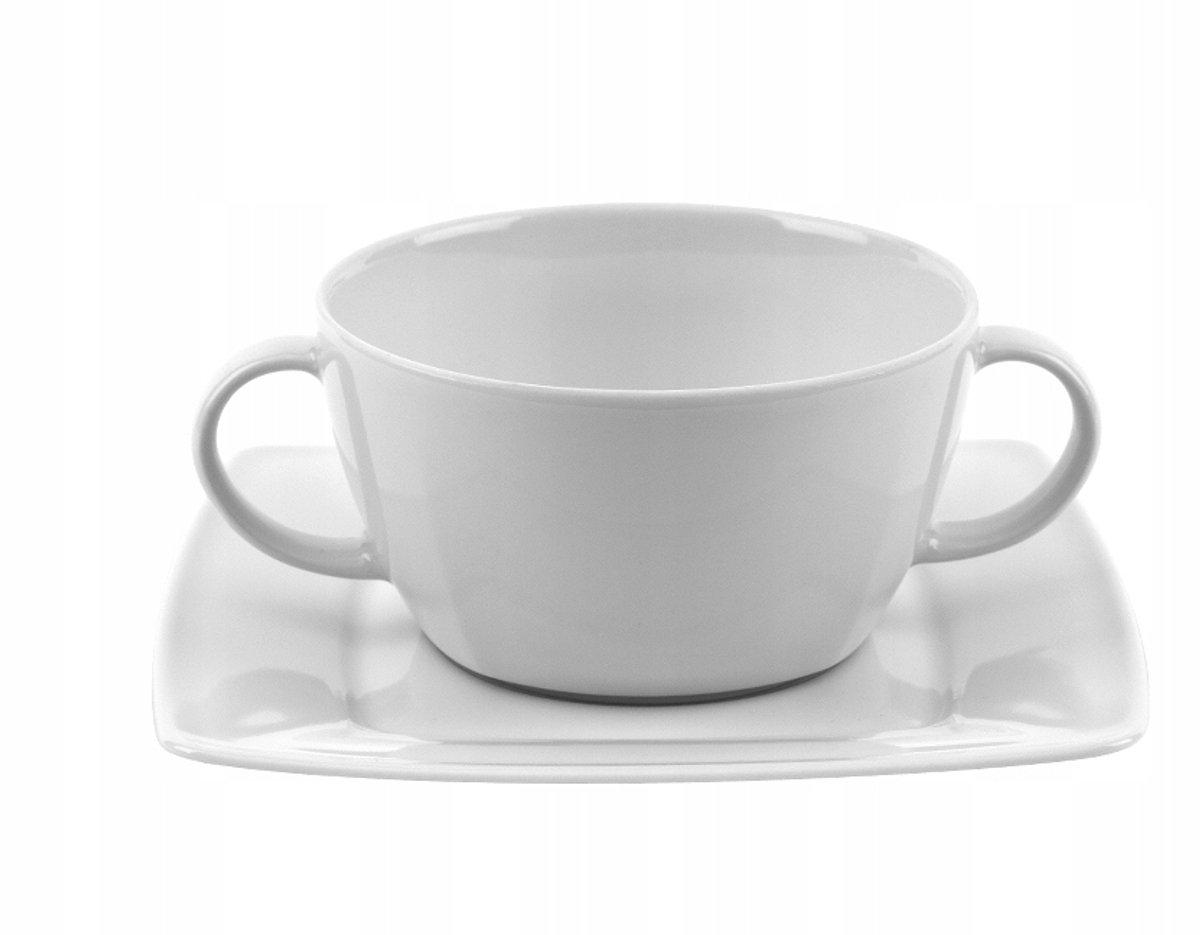 Victoria Bulion Soepkom met Schotel 400 ml - Wit Porselein