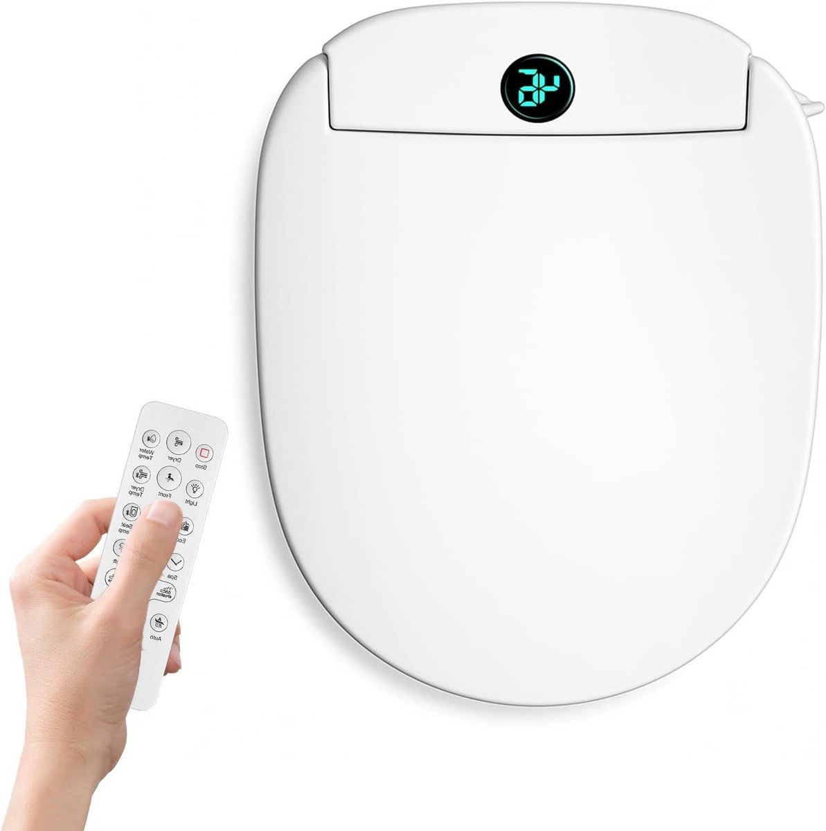 EGoods - Verwarmde toiletbril met bidet, warm water, droger, UV-desinfectie, nachtlampje - 4 reinigingsmodi