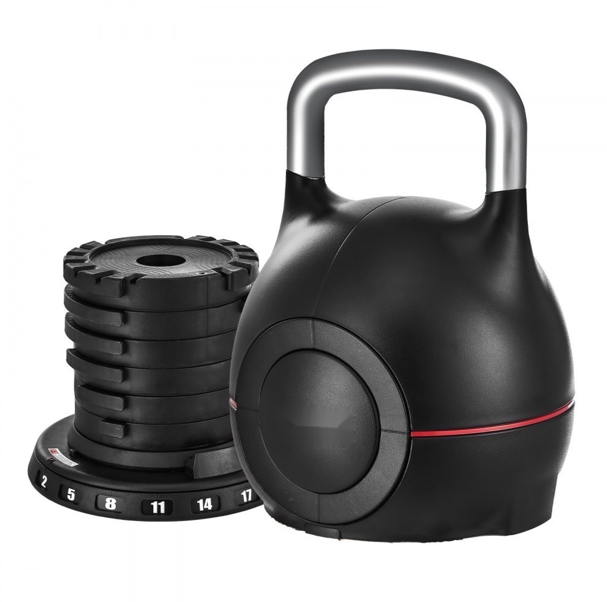 Verstelbare Kettlebell - 7 Niveaus - Gewichtsbereik 2–20 kg - Gripkrachttraining - Full Body Workout - Crosstraining - ABS & Gegoten Aluminium - Zwart