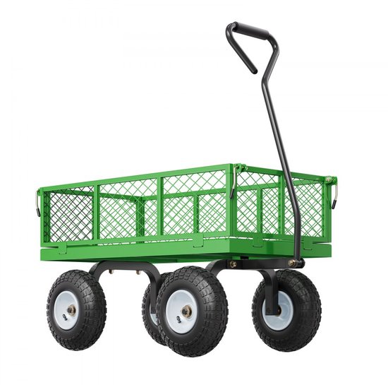 Bolderkar Metaal - Transportwagen Tuinwagen - Zware Lasten Vervoeren - Afneembare Zijpanelen - 300 kg Draagvermogen - Geel Zwart van Bolderkar — afbeelding 4