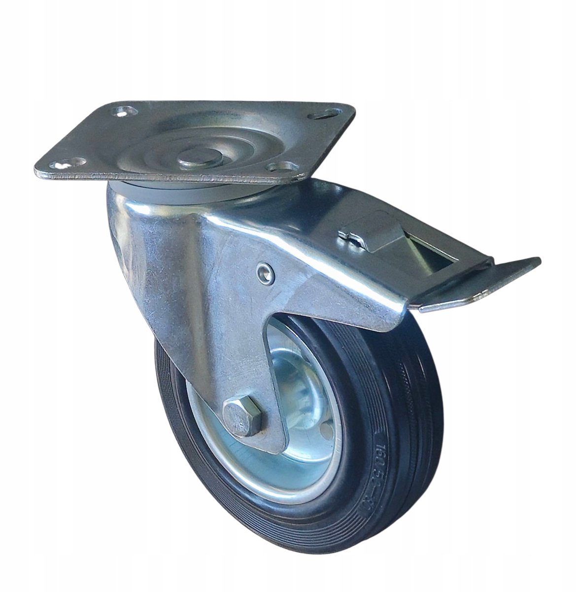 Wiko Zwenkwiel met Rem 160mm Rubber/Metaal 160kg