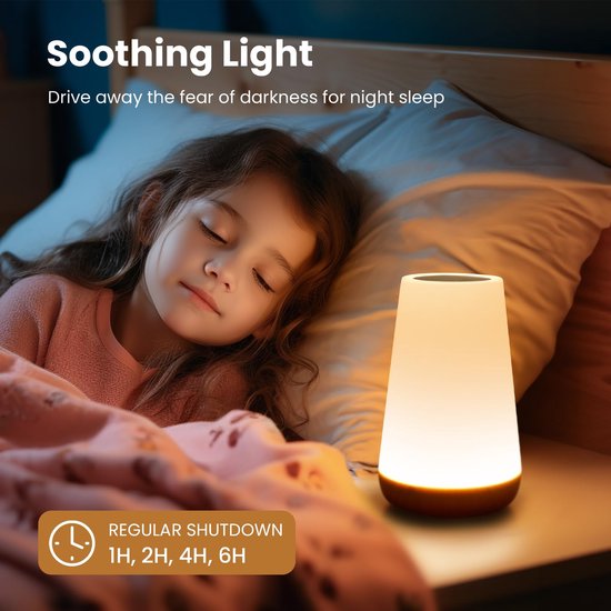 USB oplaadbare nachtlamp - Sfeerverlichting - Kindernachtlamp - Nachtlamp - 13 kleuren - LED-verlichting - Met afstandsbediening - Touchbediening - Sfeerverlichting - Geschikt voor slaapkamers, woonkamers en woonaccessoires - Wit van Merkloos — afbeelding 4