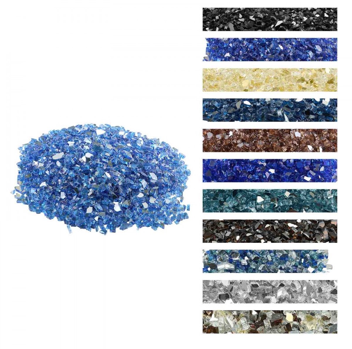 Haard- en vuurkorfglas - Reflecterende glasstenen - 4,5 kg - 6,35 mm korrel - Hittebestendig - Kobaltblauw