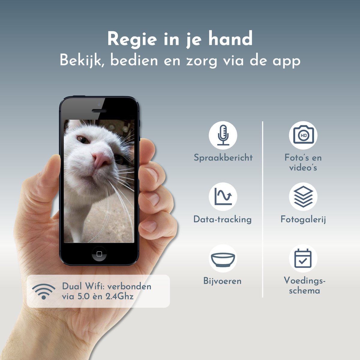 CatElite® - Automatische Voerbak Kat | Sync - 6L Voerdispenser RVS - HD Camera & Audio - Dual WiFi 5Ghz & 2.4Ghz - Night Vision - Voerautomaat Dispenser met Smart App - Voor Droogvoer - Zwart thumbnail 7
