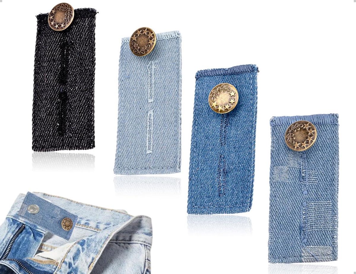 EGoods - Set van 4 riemverlengingen voor zwangerschap - Metalen knopen - Geschikt voor jeans, rokken en zwangerschapsbroeken.