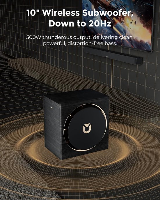 ULTIMEA 7.1.4 Professioneel draadloos surround sound-systeem, Dolby Atmos, 980W soundbar met 10" draadloze subwoofer, Skywave X70 van Merkloos — afbeelding 3