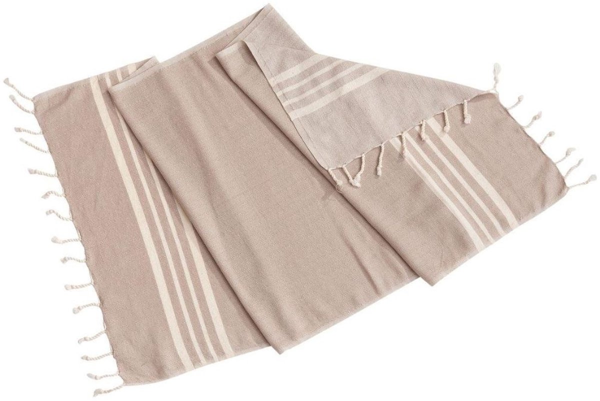 Lalay Kleine Hamamdoek Krem Sultan Taupe 100x50cm - taupe - 100 - 50 - dunne katoenen handdoek - sneldrogende saunahanddoek (niet geschikt als lendendoek)