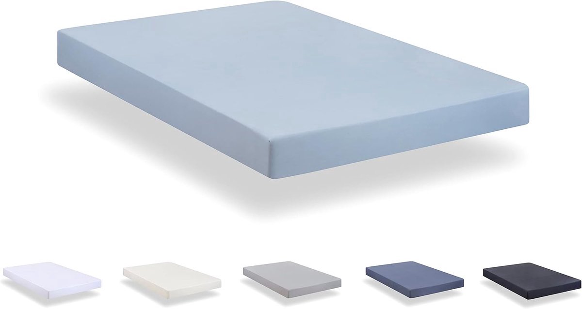 Stunq® Extra Zachte Lichtblauwe Hoeslaken van Microvezel voor Bed 90 x 190/200 cm