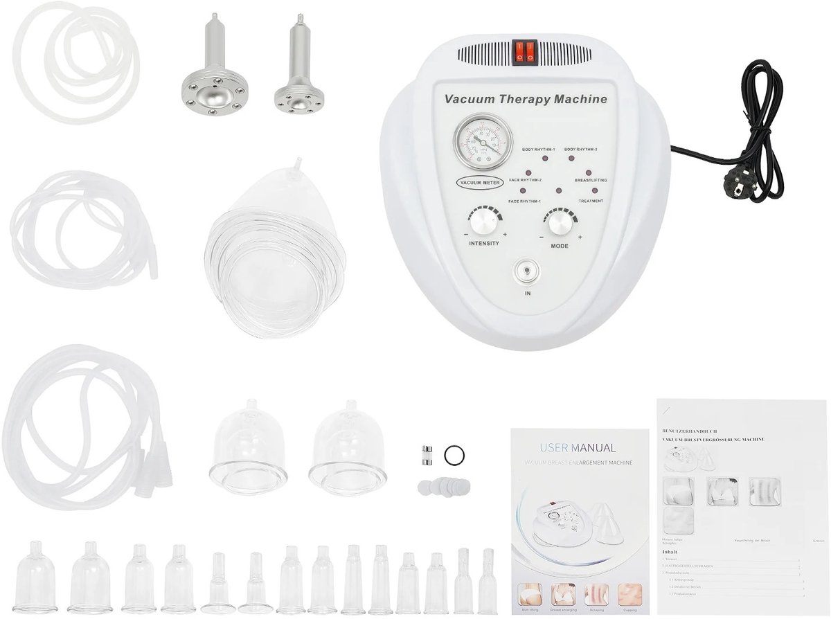 Novendo Goods – Professionele vacuüm body shaping machine met 24 cupping cups - Borst- en billenlift - Anti-cellulite therapie - Lichaamsmodellering & salonkwaliteit zuigtechnologie