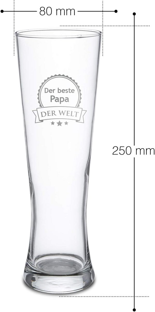 Gegraveerd Tarwebierglas voor Vaderdag en Cadeaus met Tekst "De Beste Papa"