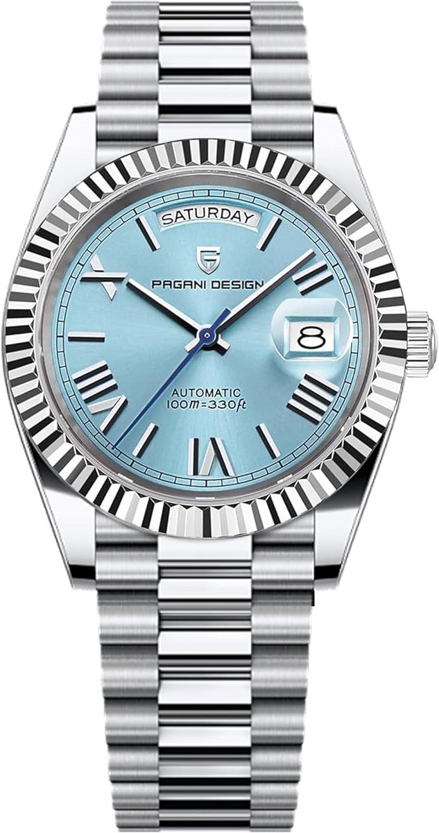 Luxe Automatisch Herenhorloge met Dag-Datum Kalender, RVS, 40mm