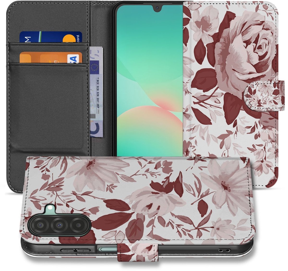 Book Case voor Hoesje Samsung Galaxy A17 Watercolor Flowers
