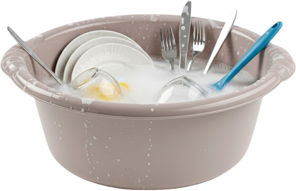 Plasticforte Afwasteiltje - klein - 6 liter - beige - rond - 32 x 14 cm - afwasbak