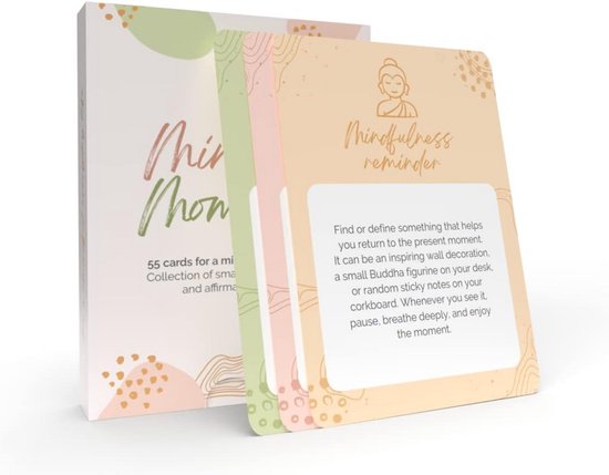 metaFox Mindful Moments becoming 55 mindfulnesskaarten met meditatieoefeningen, affirmatiekaarten, gebruik als zelfzorgkaarten, affirmatiekaarten voor volwassenen voor stressvermindering
