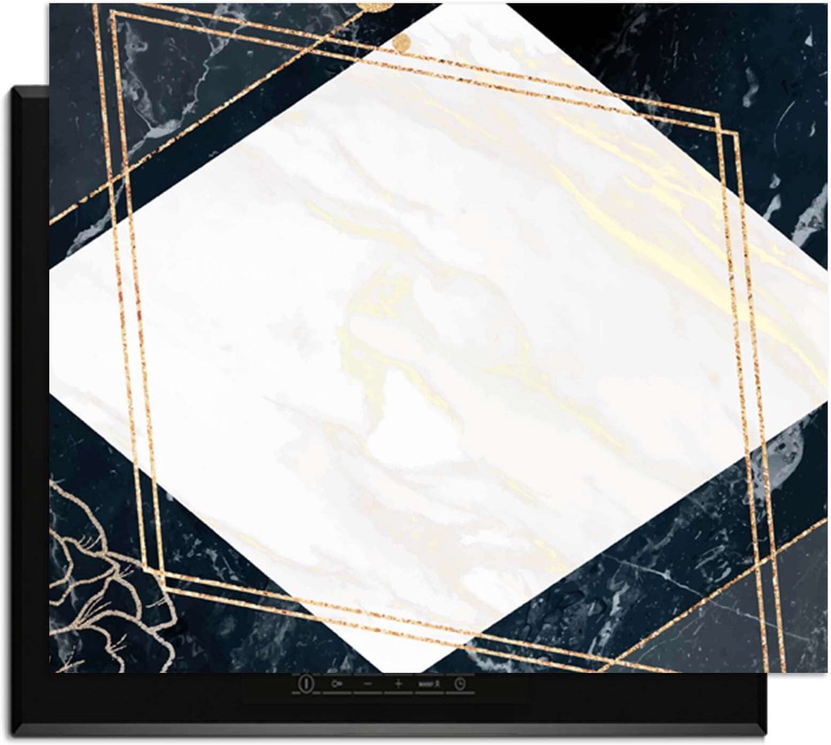 KitchenArt - Glamour Marble - Inductie Beschermer - 71x52 cm - Kookplaat Beschermer - Luxe Afdekplaat Inductieplaat - Anti-slip & Oprolbaar - Beschermmat Inductiekookplaat