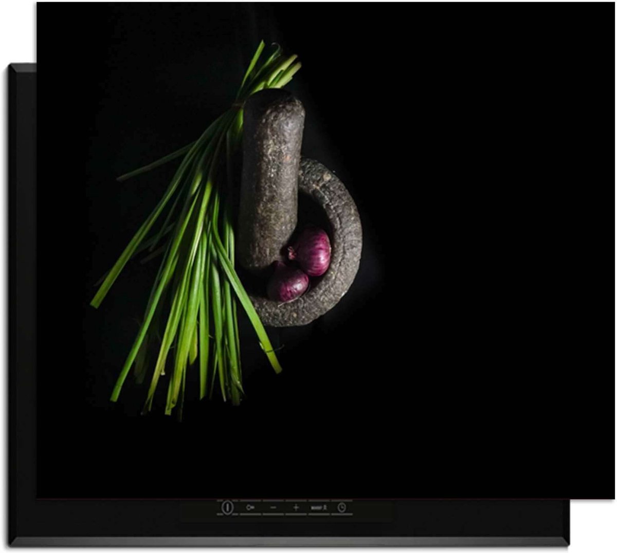 KitchenArt - Midnight Herb - Inductie Beschermer - 71x52 cm - Kookplaat Beschermer - Luxe Afdekplaat Inductieplaat - Anti-slip & Oprolbaar - Beschermmat Inductiekookplaat