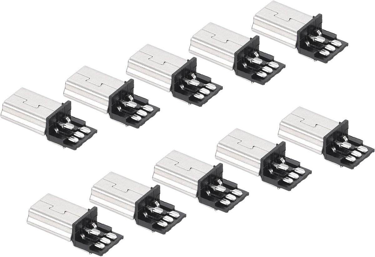 10x Mini USB Type B Stekkers 5-polig voor PCB Montage en Solderen - Universele Aansluitingen