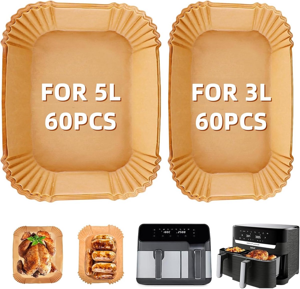 Airfryer Bakpapier - Wegwerp Vormen voor Snacks en Maaltijden