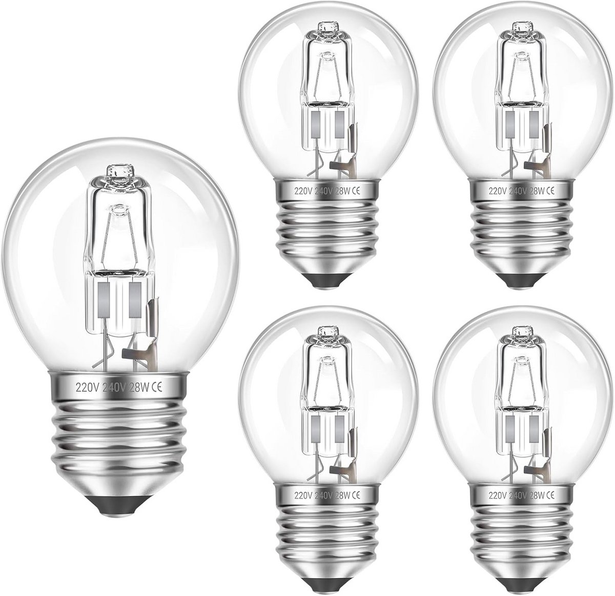 5x G45 Gloeilamp E27 28W Dimbaar Warm Wit 2700K Helder voor Plafondlamp en Kroonluchter
