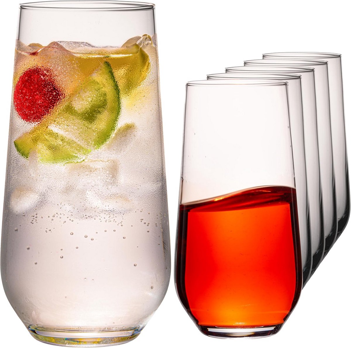 Set van 6 Glazen voor Water, Longdrinks en Cocktails, 520 ml