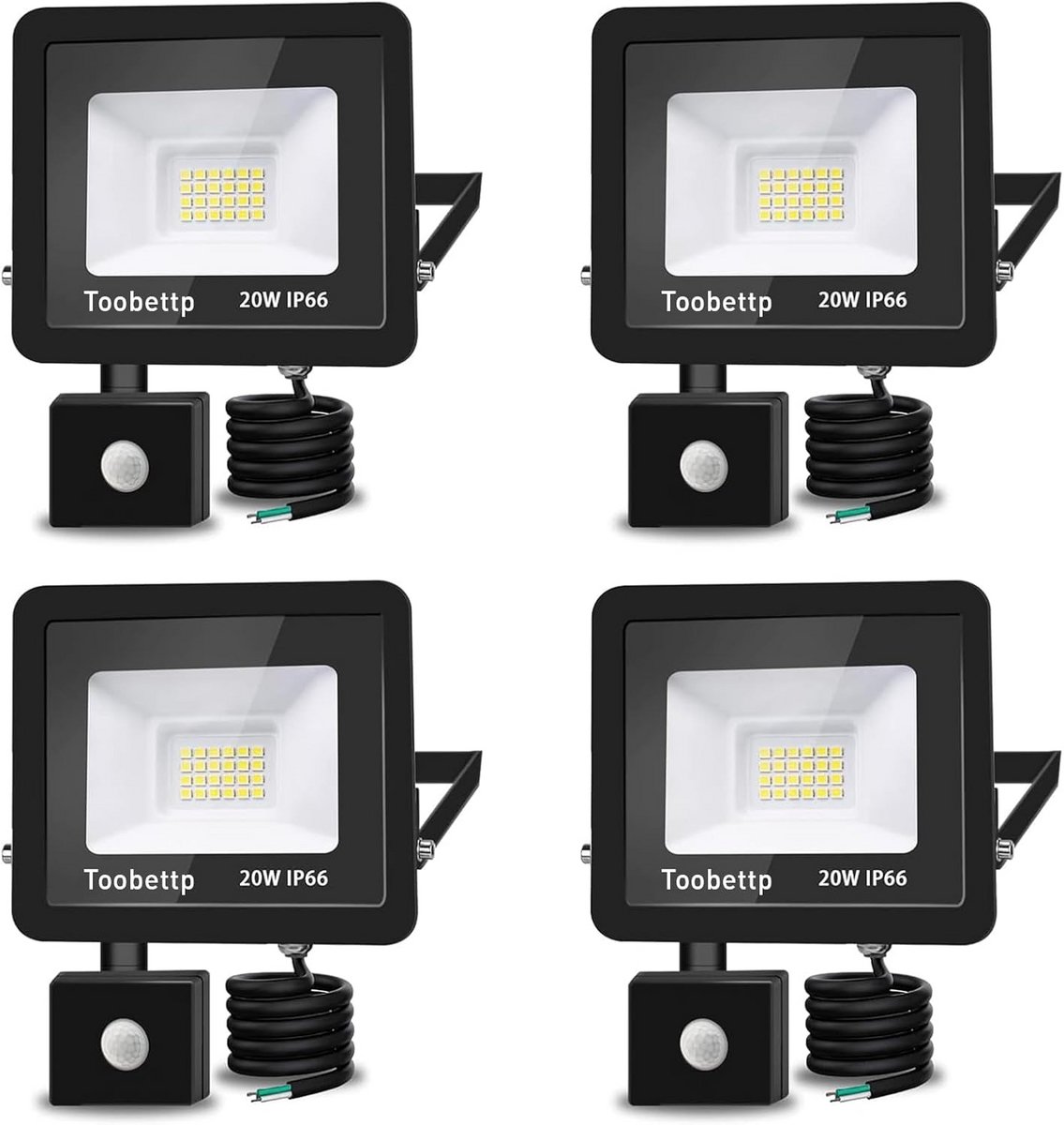 20W LED Buitenlamp met Bewegingsmelder - Warm Wit (3500K) 2000 Lumen - IP66 Waterdicht Zoeklicht voor Tuin en Oprit