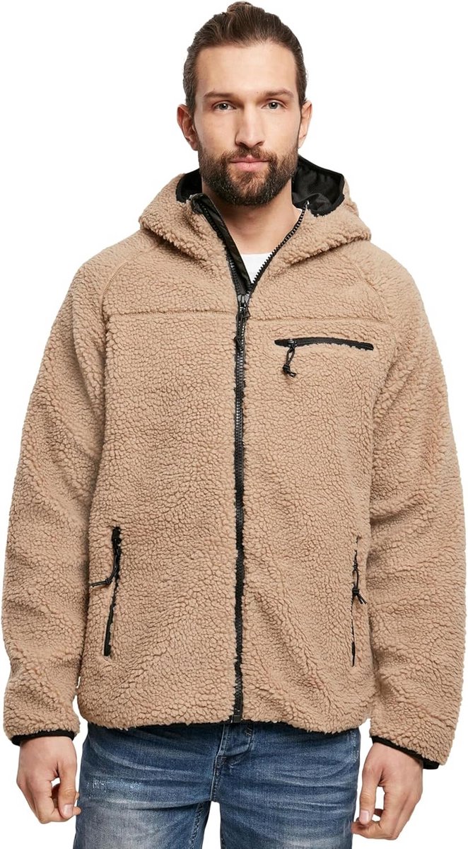 Heren Teddy Fleece Werkjas - Warme Winterjas met Capuchon en Ritszakken