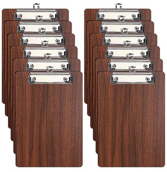 18 Stuks Zwarte A6 Klemborden 10x15cm - Met Metalen Klem En Uittrekbare Haak
