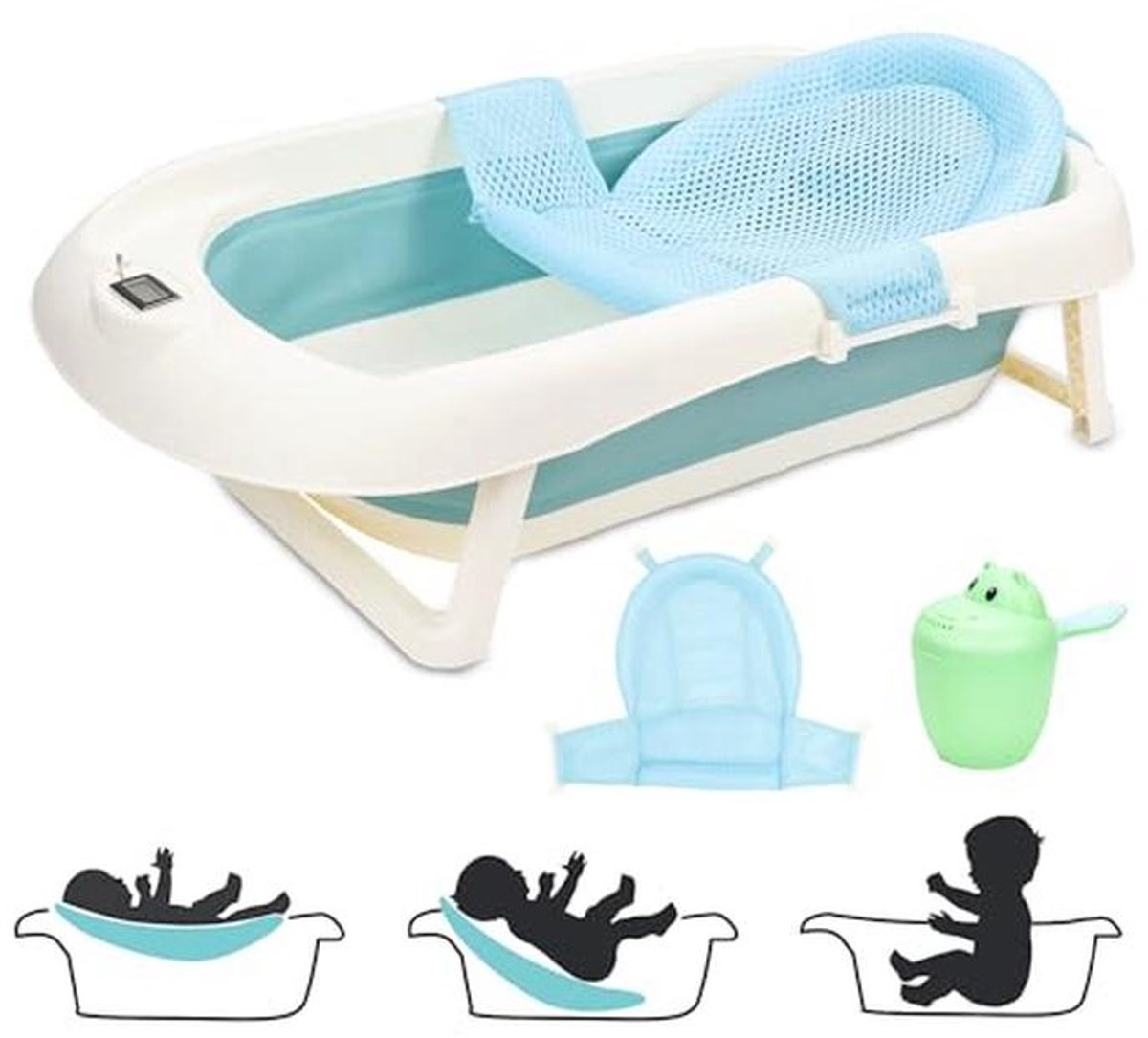 Opvouwbaar Babybadje met Thermometer en Antislip Functie voor Baby's van 0-36 maanden