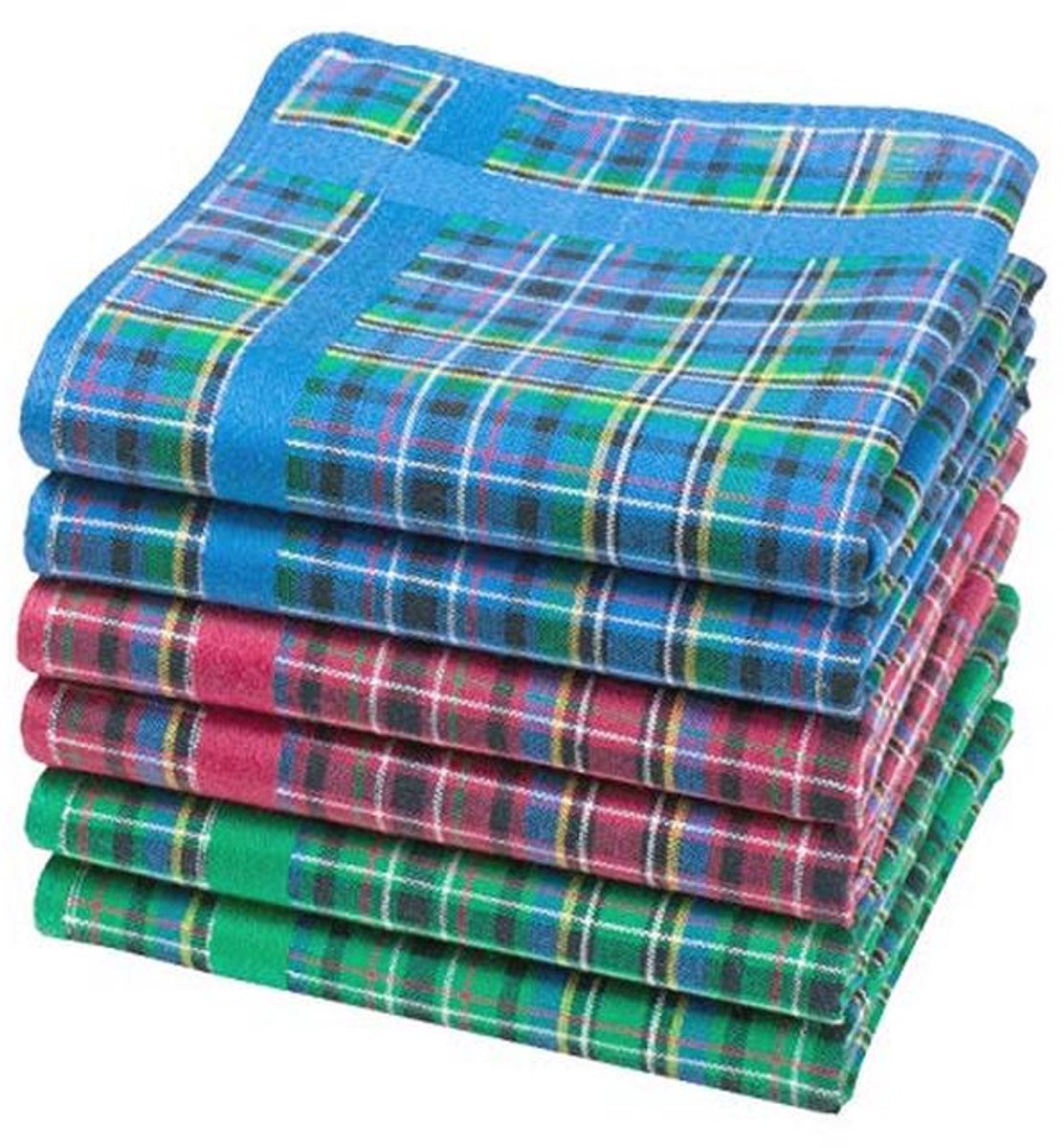 Meerkleurige Schotse Zakdoeken - 100% Katoen - 6 Stuks - Klein Formaat 28 cm