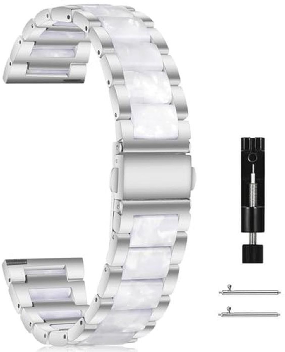 Metalen Armband voor Smartwatches 20mm 22mm - Snelsluiting en Hars Afwerking