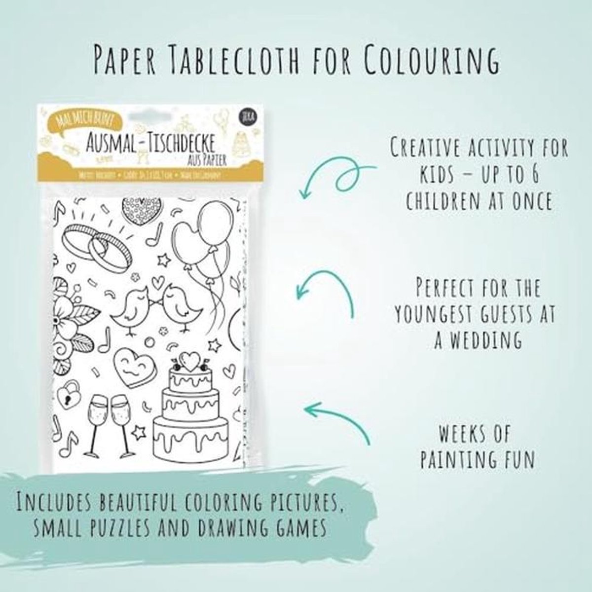 Kleurpapier tafelkleed voor bruiloften - Kleuren en decoreren voor kinderen
