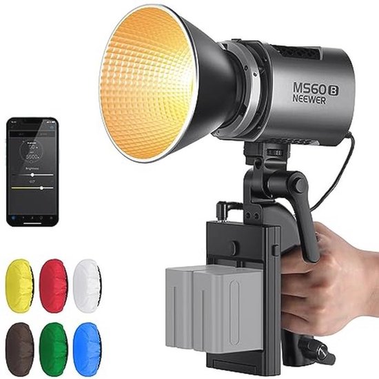 LED Video Light met 6 Kleuren Diffusers - Continu Licht 2700K-6500K ...