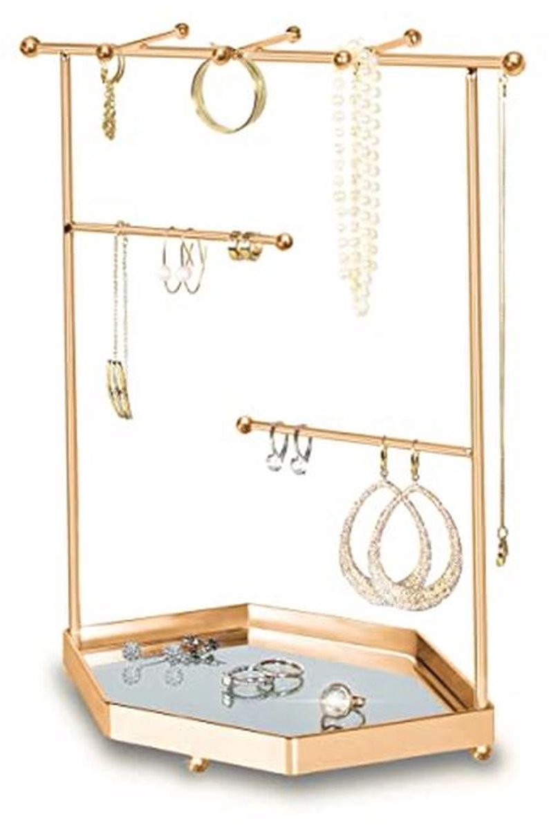 Luxe Sieradenhouder met Spiegeltray | Organizer voor Kettingen, Oorbellen en Armbanden