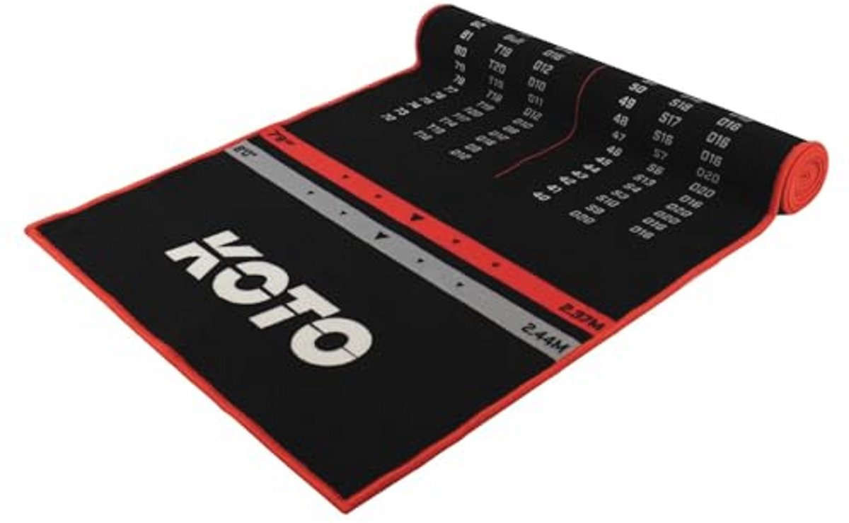 Carpet Checkout Rood 285 x 60 cm - Antislip Dartmat met Score Indicator
