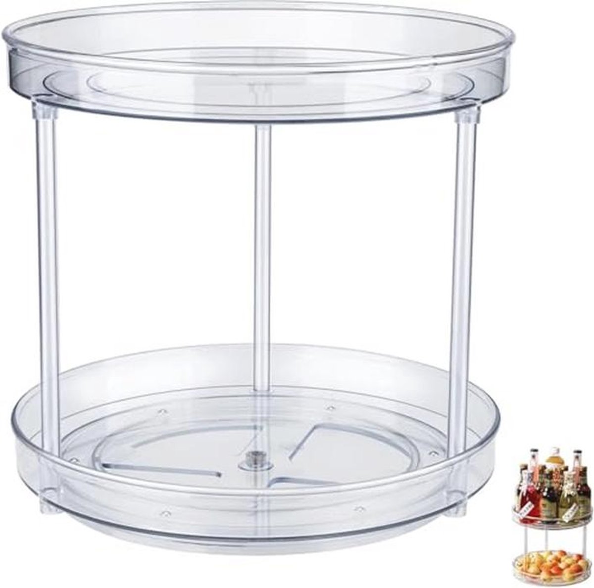 Kruidendraaiplateau met 2 Etages - Ronde Kunststof Keuken Organizer