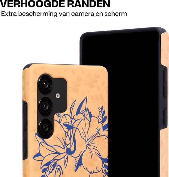 Casetastic Hoesje Geschikt voor Samsung S25 Ultra - Stijlvolle Beschermende Duo-layer Case - Lijn en Bloesem