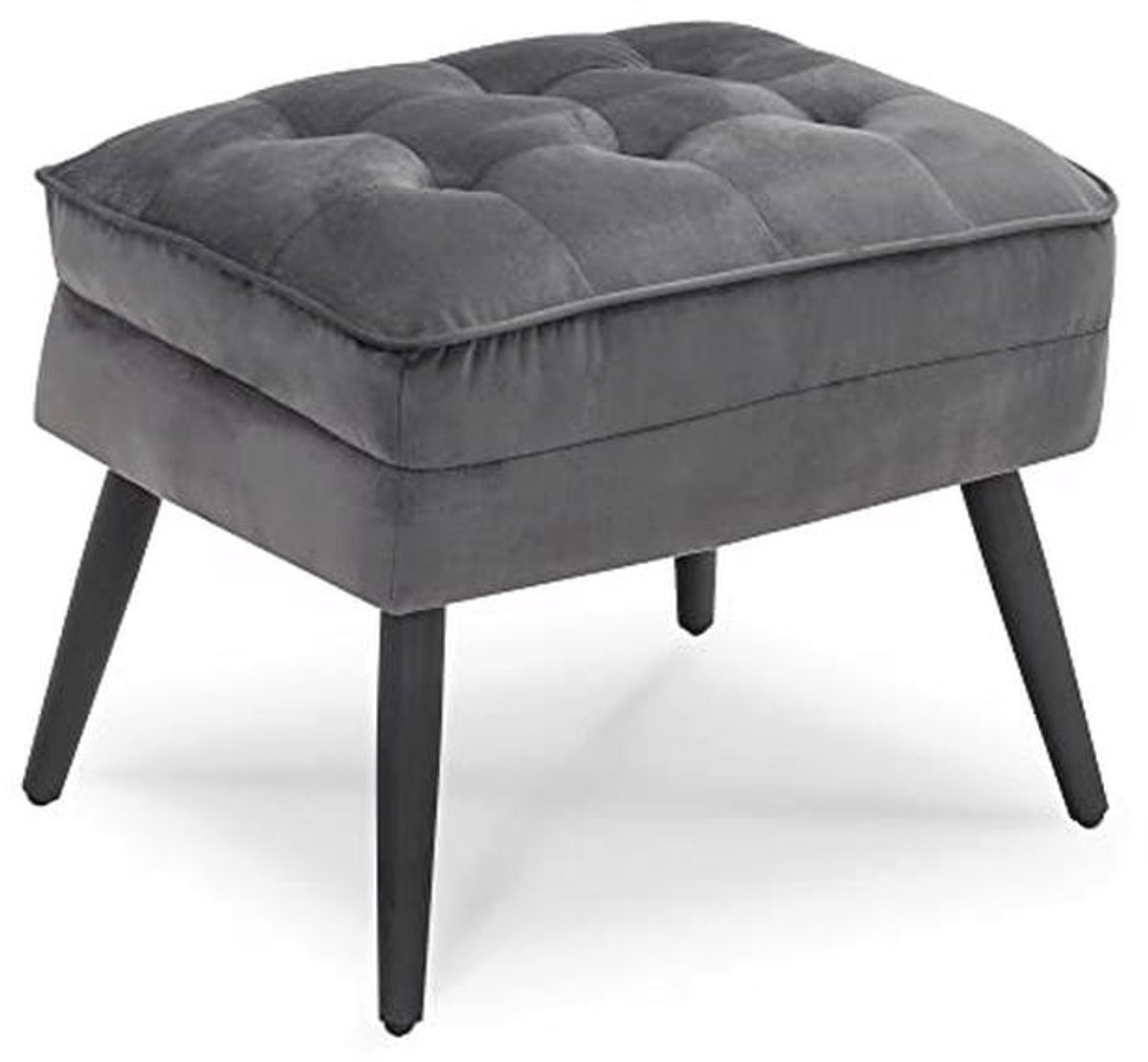 Elegante Fluwelen Poef - Vierkant Voetsteun voor Woonkamer en Slaapkamer - 37 x 40 cm Grijs