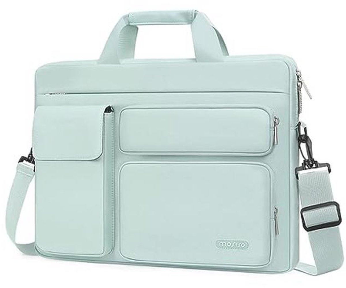 Laptop Schouder Tas met Verhoogde en Flapover Pocket en Handvat