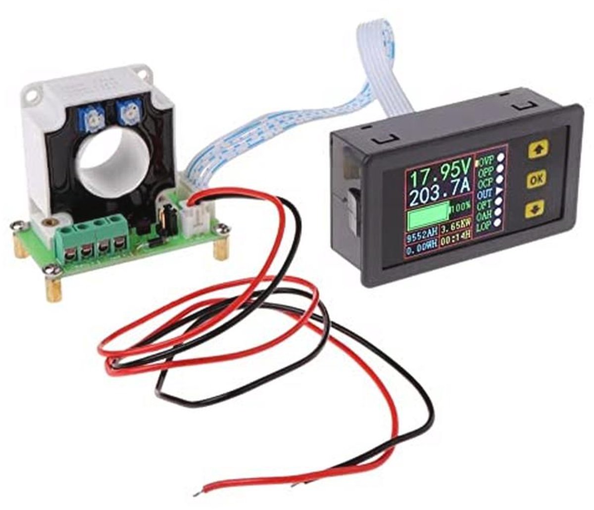 Digitale DC Multimeter 0-90V 100A Voltmeter en Ampèremeter met LCD Scherm en Hall Sensor