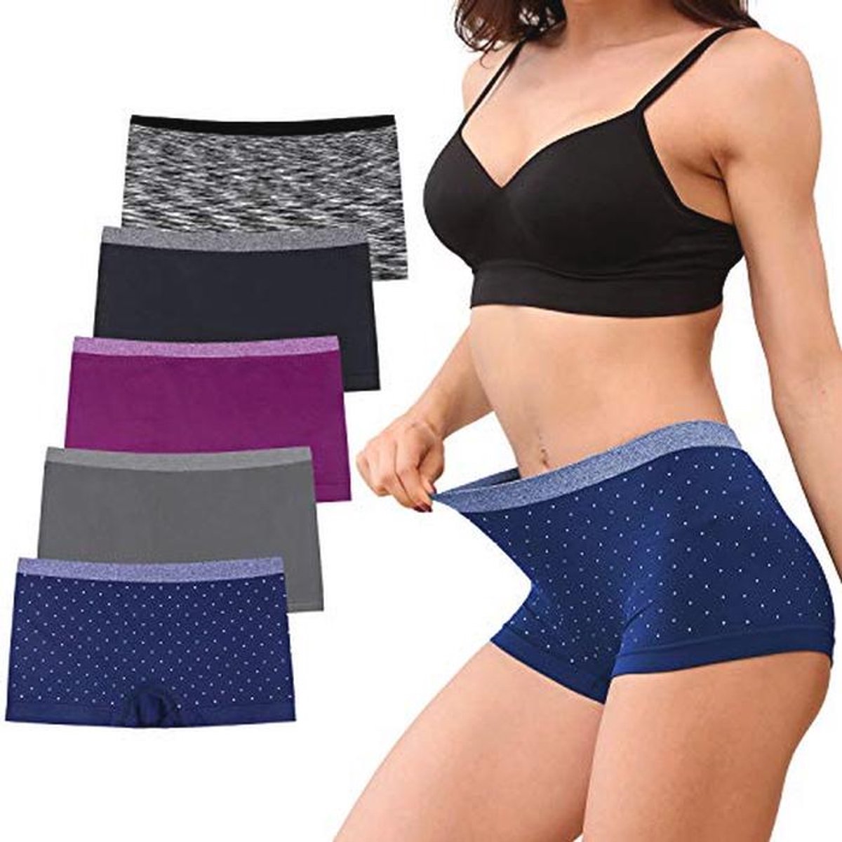 Dames Boyshort Slipje - Naadloos Ondergoed met Volledige Dekking - 5-Pack XL
