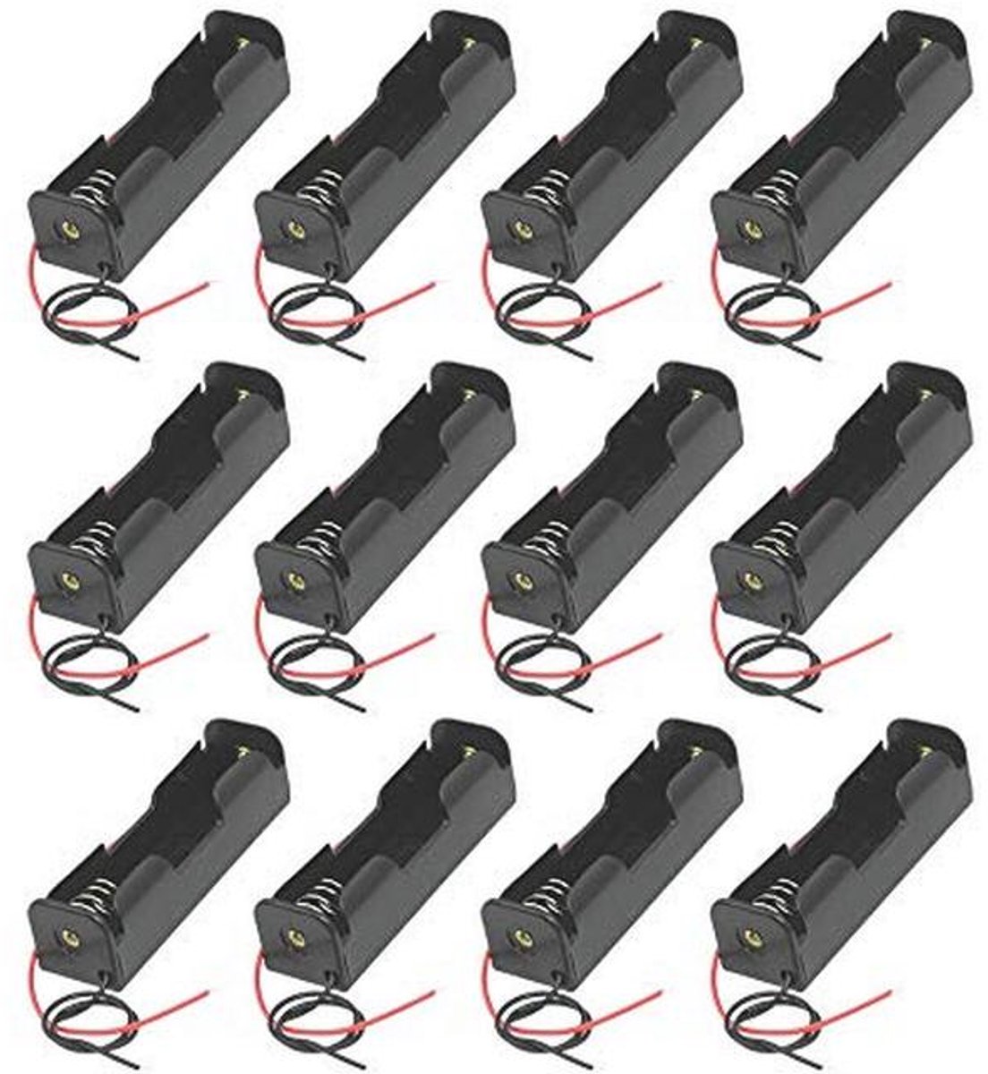 12 stuks 3,7 V 18650 batterijhouder met draad voor elektronica en hobbyprojecten