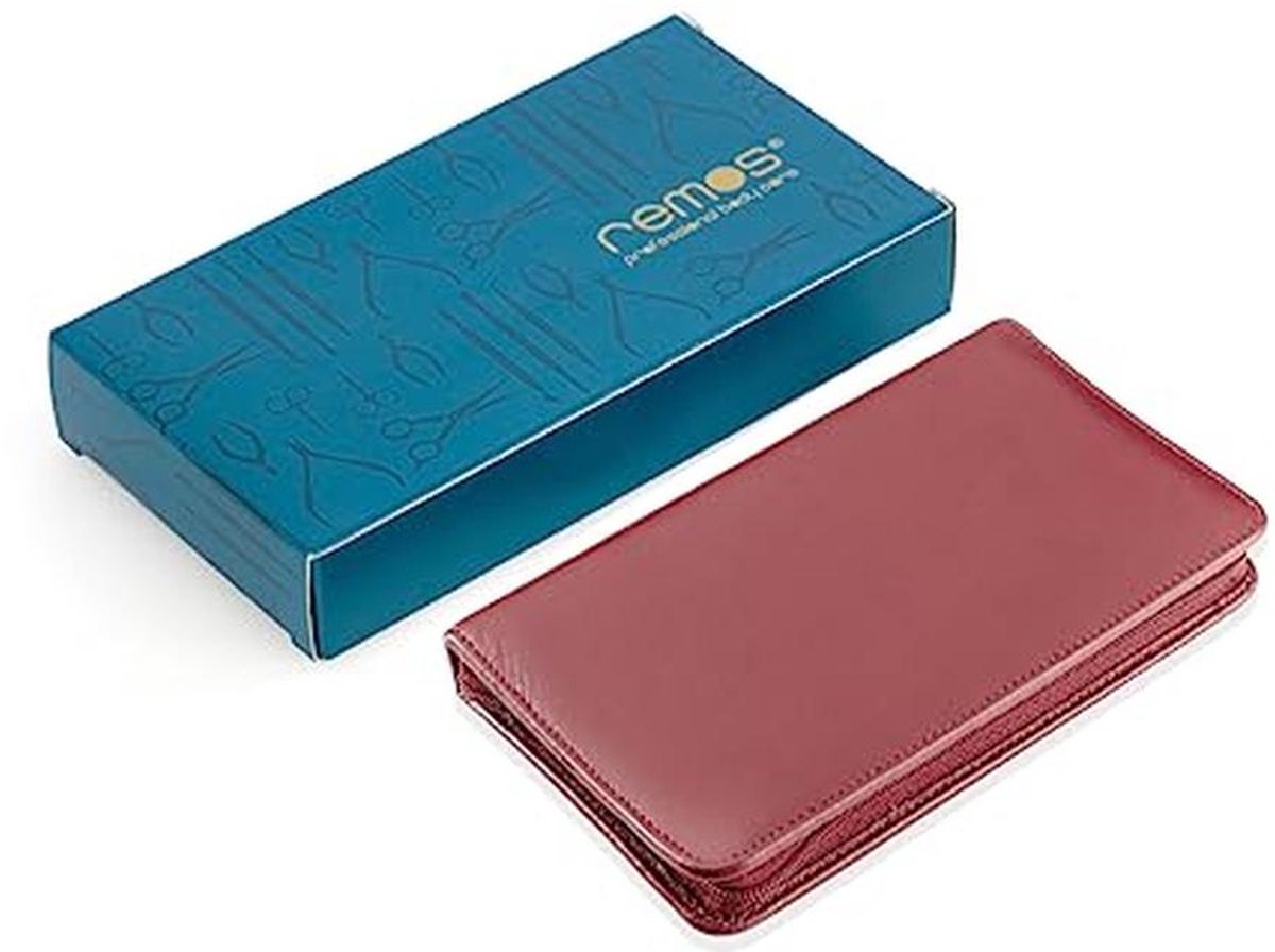 Rood leren manicure-etui voor nagelinstrumenten - Lege koffer voor eigen invulling