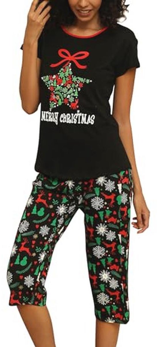 Dames Pyjama Set Korte Mouw Top en 3/4 Pyjamabroek