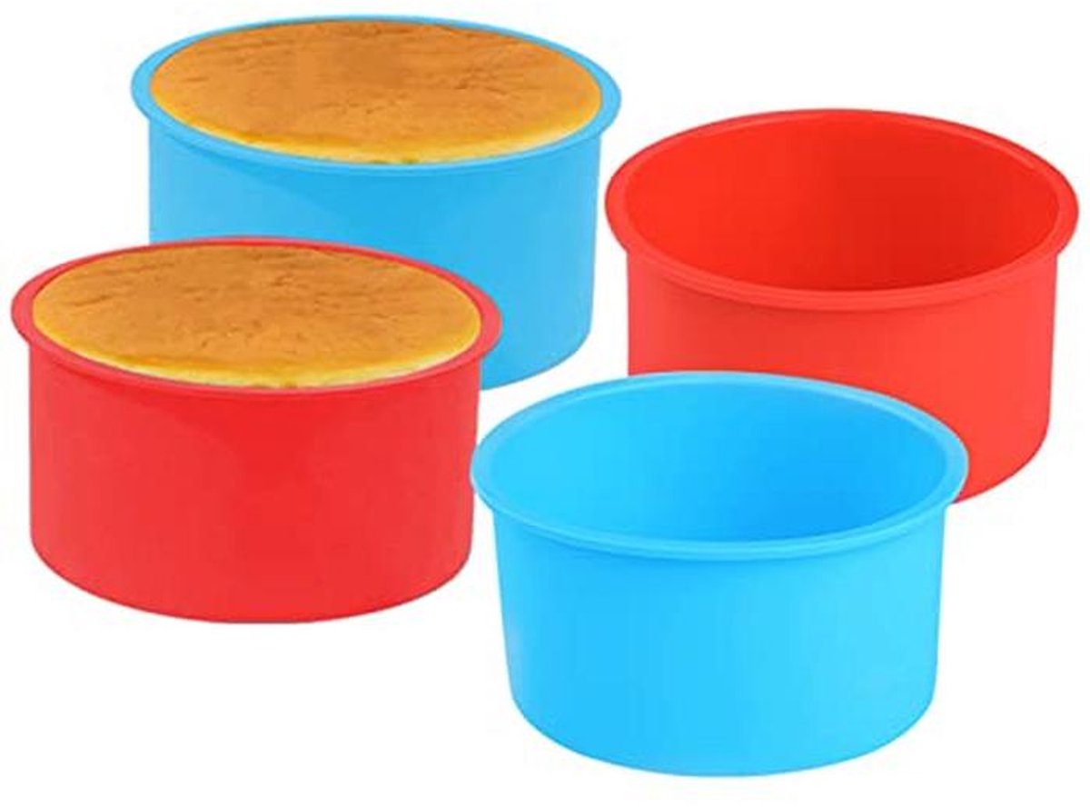 Siliconen bakvormen rond - 10 cm taartvormen, set van 4, ideaal voor diverse taarten